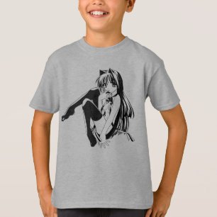 Manga, Neko Katzenmädchen Furry Kawaii Loli T-Shirt