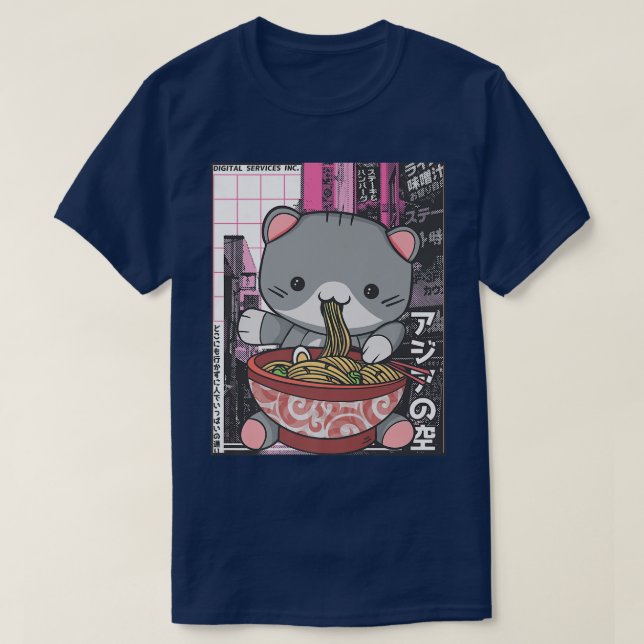 Manga Neko Ramen Cat Lover857 T-Shirt (Design vorne)