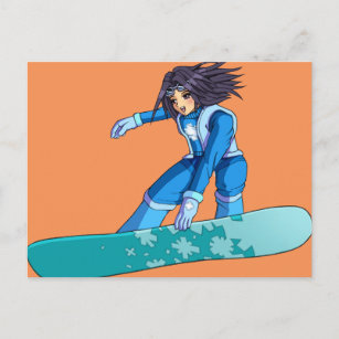 Manga Snowboarder Girl Postkarte
