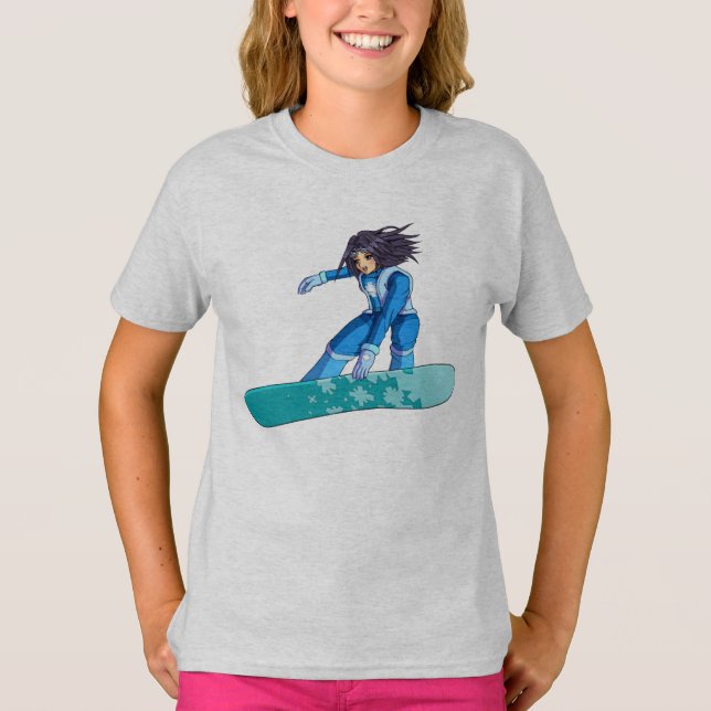 Manga Snowboarder Girl T-Shirt (Vorderseite)