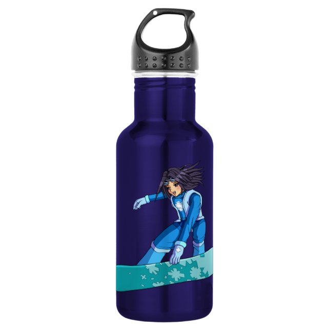 Manga Snowboarder Girl Trinkflasche (Vorderseite)