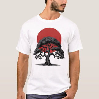 Manga Style Dark Tree mit Red Sun T - Shirt
