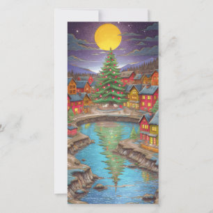 Manga-Weihnachtsdorf Feiertagskarte