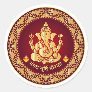 Mangalmurti Morya Traditioneller Ganesha Runder Aufkleber