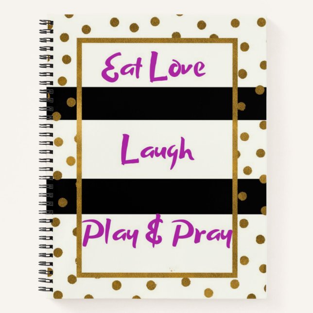 Mange amour rire prier rire or points carnet (Devant)