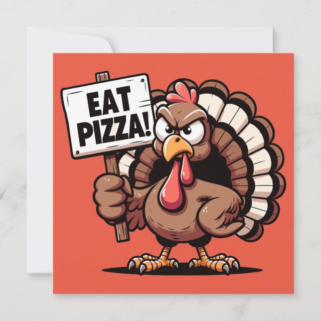Mange Pizza Turquie Thanksgiving Carte de voeux (Devant)