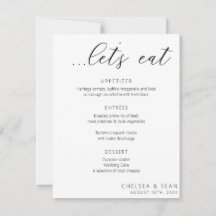 Mangeons à la réception de mariage élégant Menu