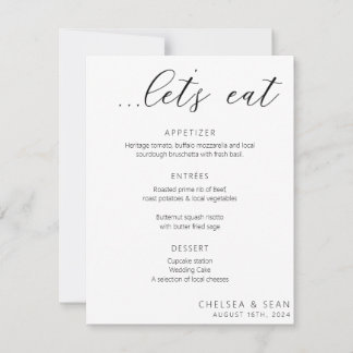 Mangeons à la réception de mariage élégant Menu