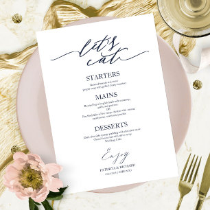 Mangeons Chic Script Mariage Carte Menu Pour Plaqu