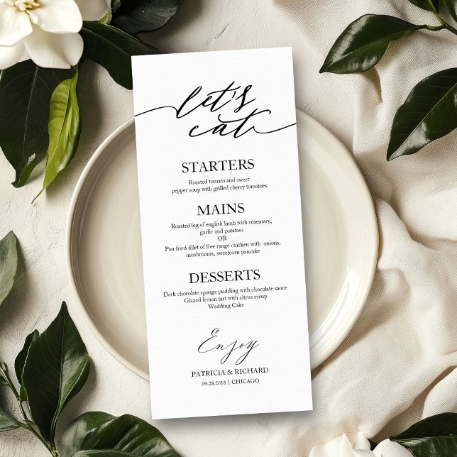 Mangeons Chic Script Mariage Carte Menu Pour Plaqu (Créateur téléchargé)