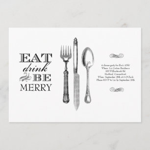 Manger, Boire et être Joyeux Invitation sur Fond