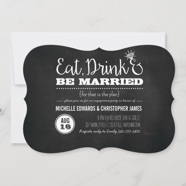 Manger, boire et être marié Engagement Invitation (Devant)
