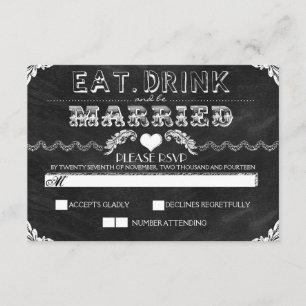 manger boire et marié Chalkboard mariage RSVP