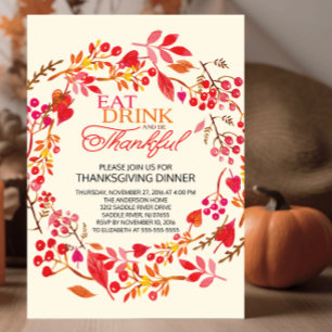 Manger Boire Merci Wreath Thanksgiving Invitation