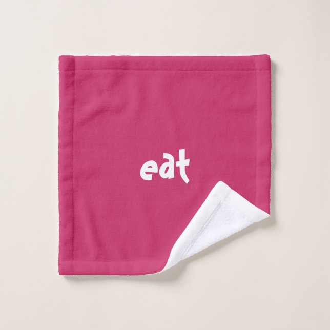 "Manger" Drôle Amusant Quirky Cute Rose (Gant de toilette)