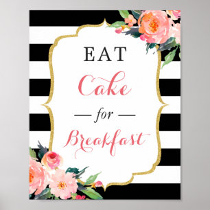 Manger du gâteau pour le petit déjeuner Affiche de