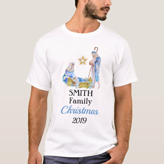 Manger Familie Weihnachten T - Shirt (Vorderseite)