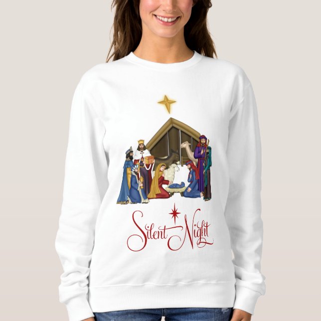 Manger Scene Christmas Sweatshirt oder T - Shirt (Vorderseite)