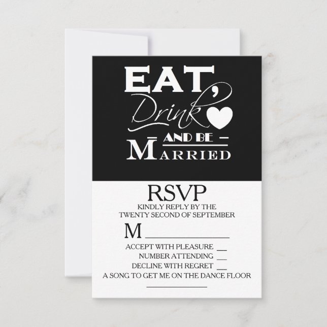 Mangez Boire Et Être Marié Mariage RSVP (Devant)