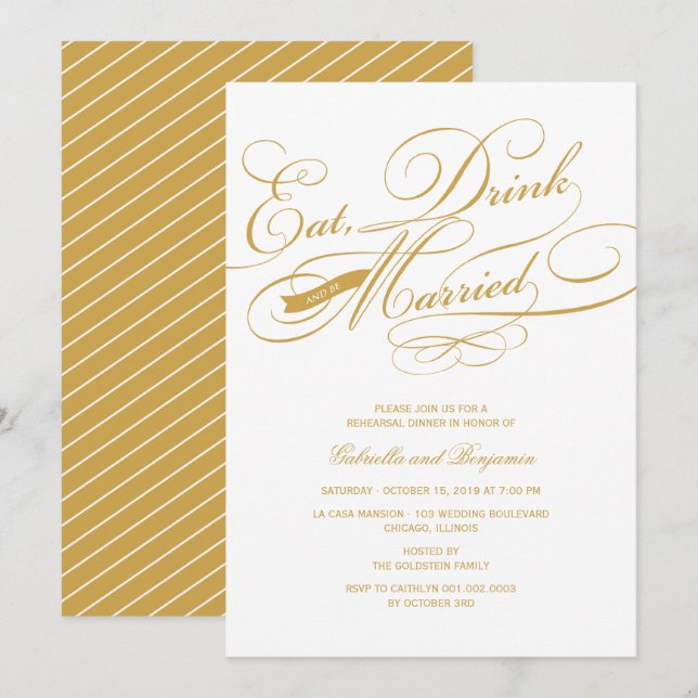 Mangez Boire Et Soyez Marié Invitation (Devant / Derrière)