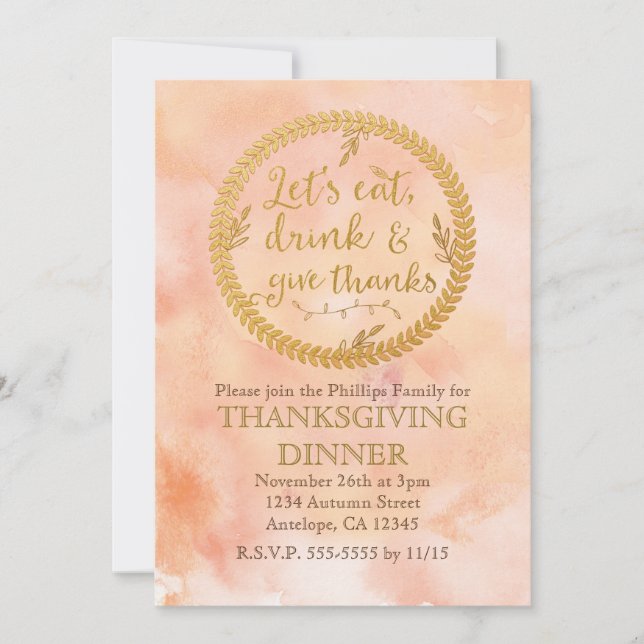 Mangez Boire Remerciez Les Invitations De Thanksgi (Devant)