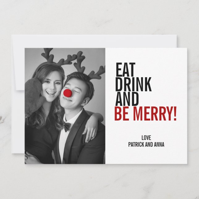 Mangez Boire & Soyez Joyeux Noël Carte photo (Devant)