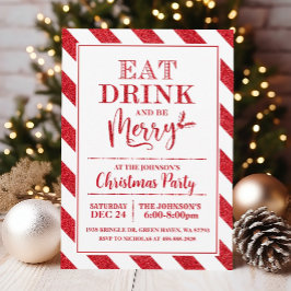 Mangez, buvez et soyez joyeux Noël Fête Invitation