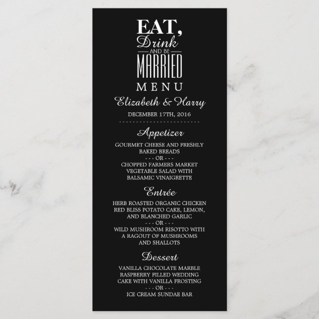 Mangez, buvez et soyez marié Menu Mariage (Devant)
