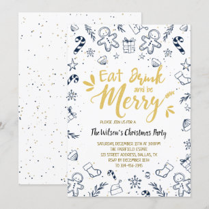 Mangez, buvez et soyez mariés Noël Fête Invitation