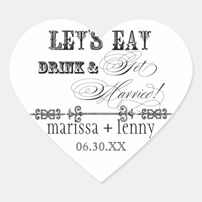 Mangez, buvez n Obtenez Marié Matching Stickers ou (Devant)