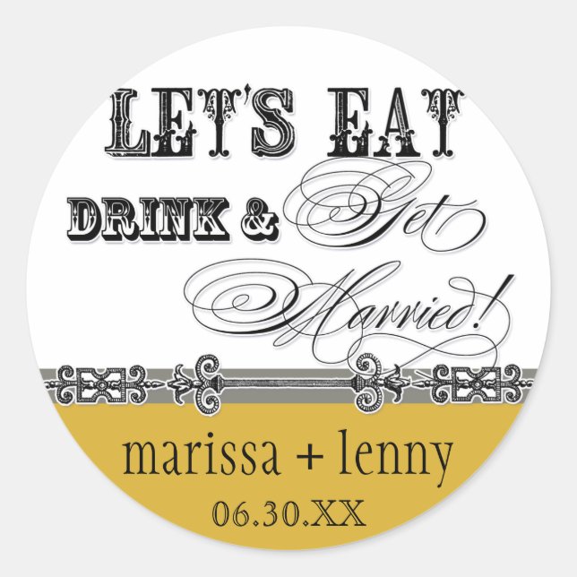 Mangez, buvez n Obtenez Marié Matching Stickers ou (Devant)