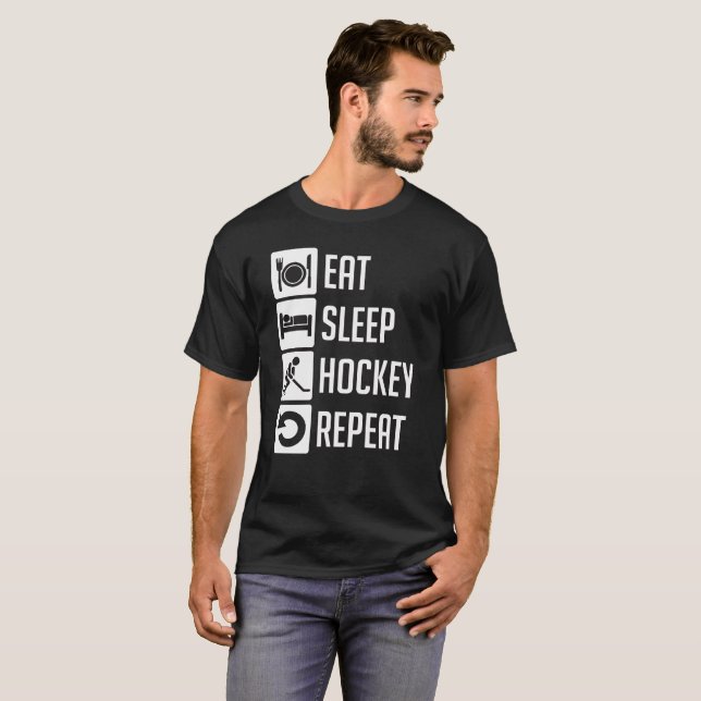 Mangez, dormez, hockey, T-shirts de répétition (Devant entier)