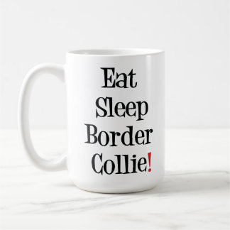 Mangez la tasse de border collie de sommeil