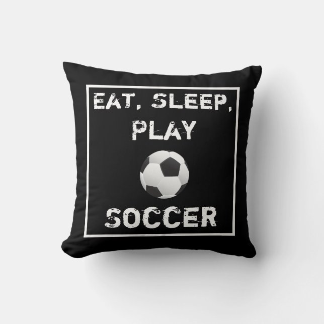 Mangez le coussin noir et blanc du football de jeu (Recto)