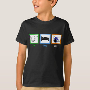 Mangez le T-shirt de tambours de jeu de sommeil