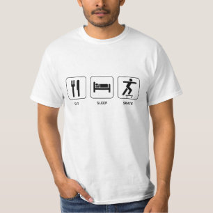 Mangez le T-shirt de valeur de patin de sommeil