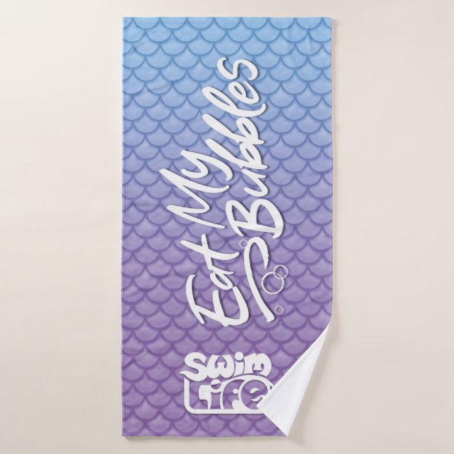 "Mangez mes bulles" Bleu/Violet écailles Nager Vie (Serviette de bain)