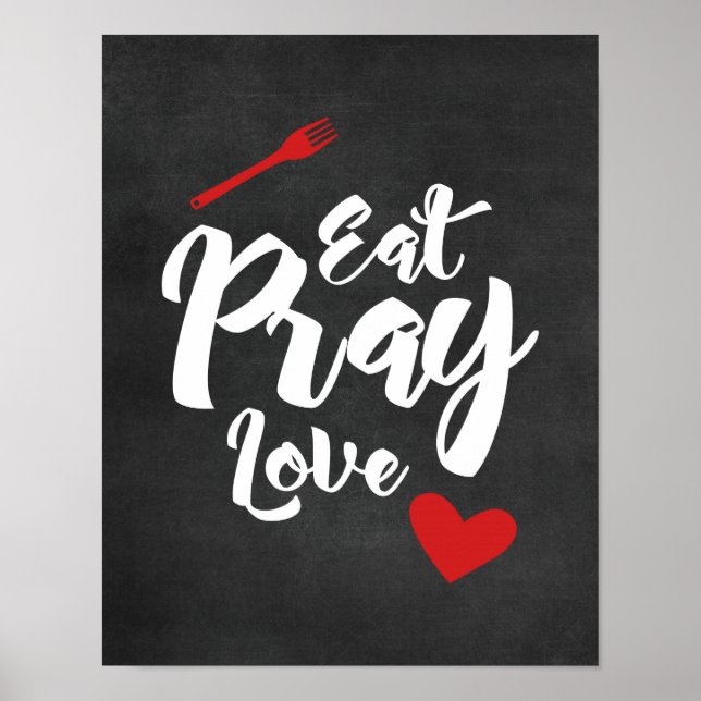 Mangez Pray Love - Cuisine - Poster noir (Devant)