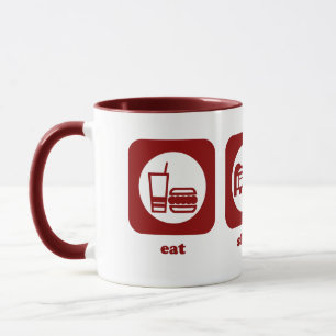 Mangez. Sommeil. Boîte. Tasse