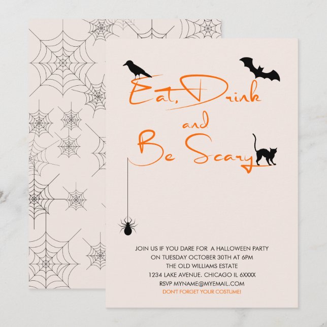 Mangez un verre et soyez effrayant Carte d'Hallowe (Devant / Derrière)