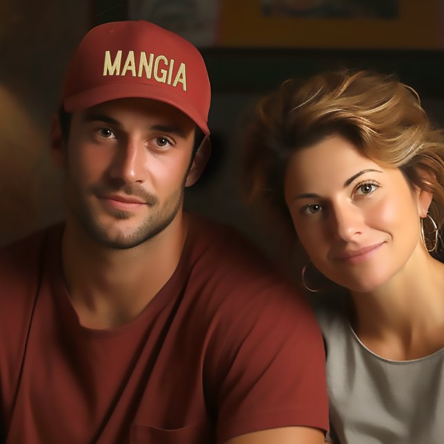 Mangia (Eat), italienische bestickte Kappe (Von Creator hochgeladen)