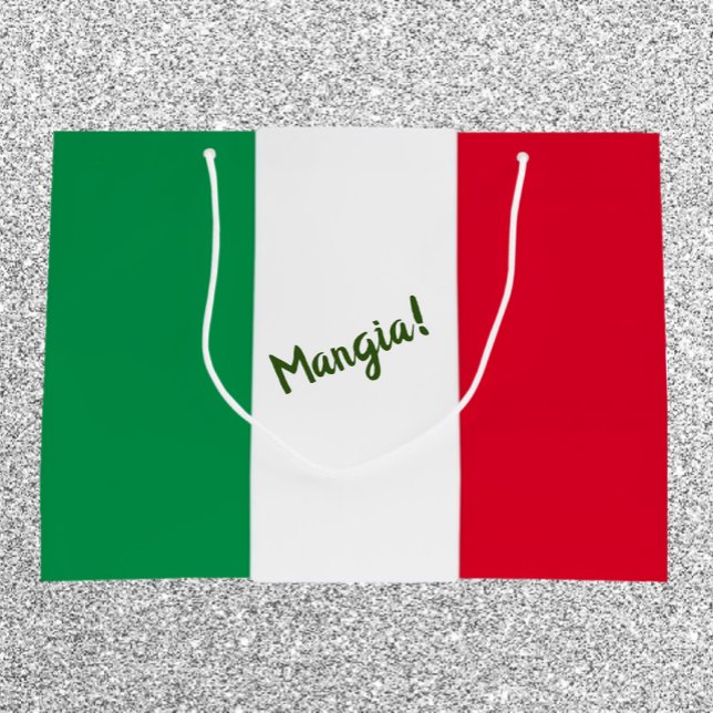 Mangia Italia Flag Rot Weiß und Grün Große Geschenktüte (Bookmark my store! https://www.zazzle.com/store/capricepetit)