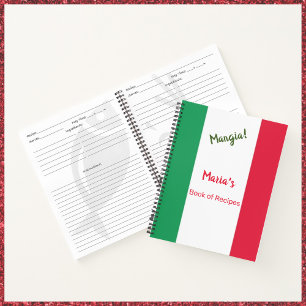 Mangia Italienische Flagge Rotes Weiß und Grünes R Notizbuch