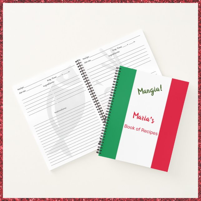 Mangia Italienische Flagge Rotes Weiß und Grünes R Notizbuch (Von Creator hochgeladen)