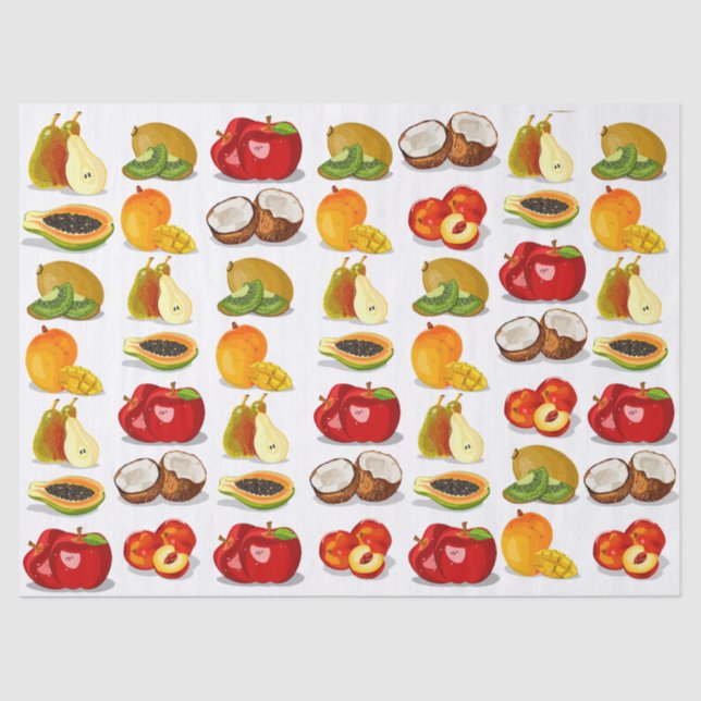 Mango Apple Kokosnuss Birnfrüchte Decoupage Seidenpapier (Vorderseite)