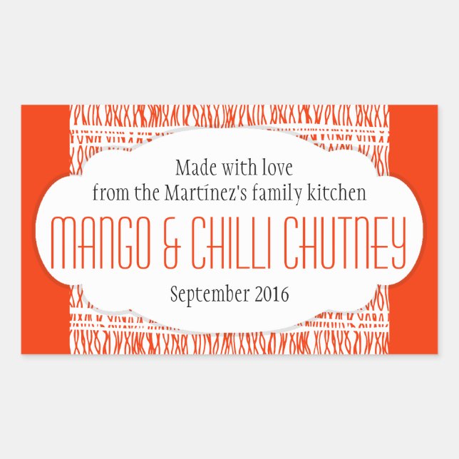 Mango & Chili Chutney Orange-Aufkleber Rechteckiger Aufkleber (Vorderseite)