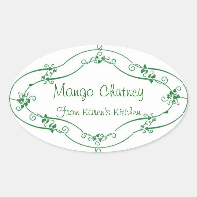 Mango Chutney-Etiketten Ovaler Aufkleber (Vorderseite)