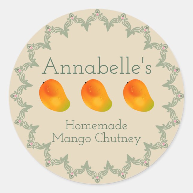 Mango Chutney Label Runder Aufkleber (Vorderseite)