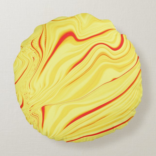 Mango-Creme, mit gekrümmtem Rot oder korallenförmi Rundes Kissen (Rückseite)