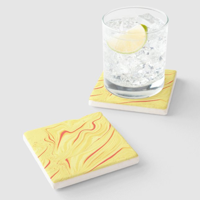 Mango-Creme, mit gekrümmtem Rot oder korallenförmi Steinuntersetzer (Seitenansicht)